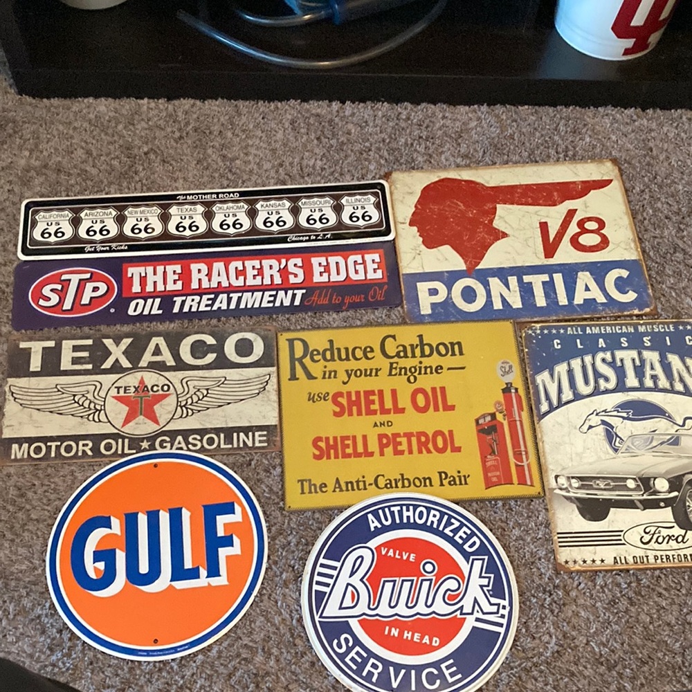 Tin car signs